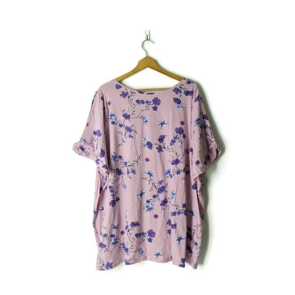 Woman Within 3X 30 32 plus open shoulder t-shirt knit top floral butterflies - Picture 3 of 11